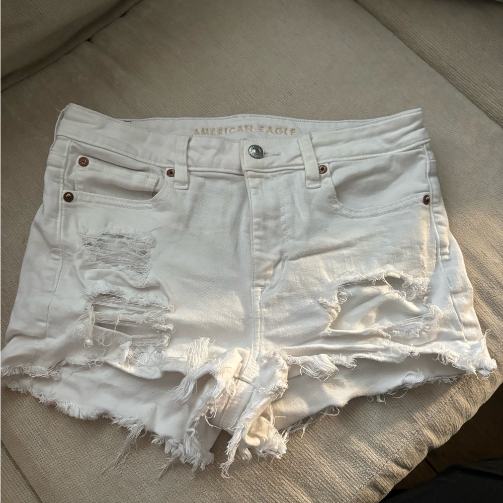 American Eagle Outfitters White Distressed Women's Shorts